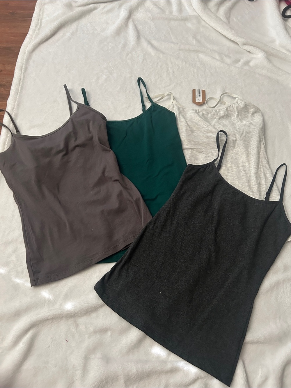 Basic Women's Spaghetti Strap Tank Top - Black, Gray, Green, White